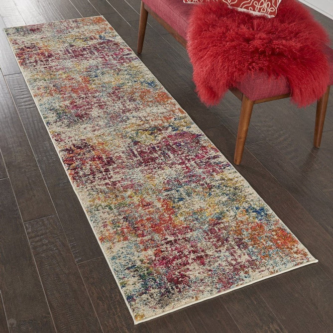 Celestial CES13 Modern Abstract Soft Durable Low Short Flat Pile Pink/Multi Runner-Nourison-Rug Love - The Most Loved Rug Store