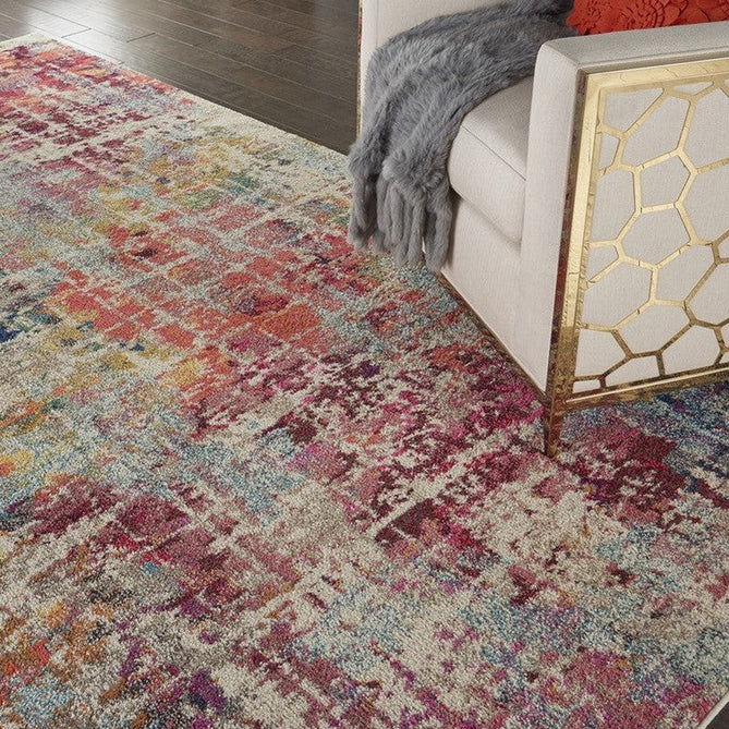 Celestial CES13 Modern Abstract Soft Durable Low Short Flat Pile Pink/Multi Runner-Nourison-Rug Love - The Most Loved Rug Store