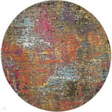 Celestial CES14 Modern Abstract Soft Durable Low Profile Short Pile Sunset Round Rug
