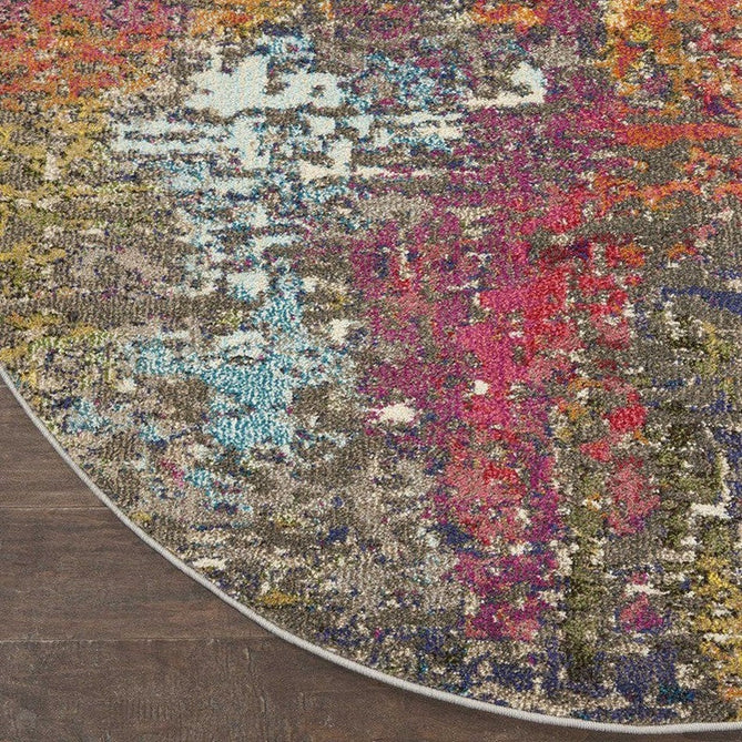 Celestial CES14 Modern Abstract Soft Durable Low Short Flat Pile Sunset Round Rug-Nourison-Rug Love - The Most Loved Rug Store