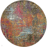 Celestial CES14 Modern Abstract Soft-Touch Low Flat-Pile Sunset Round Rug