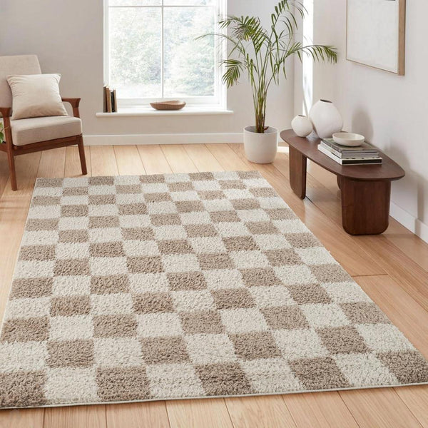 Chester Check CHS01 Modern Geometric Squares Soft Textured Mid-Height