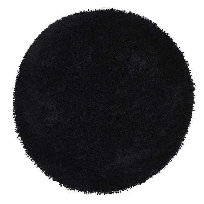 Chicago Plush Soft Plain Polyester Shaggy Black Round Rug-Origins-Rug Love - The Most Loved Rug Store