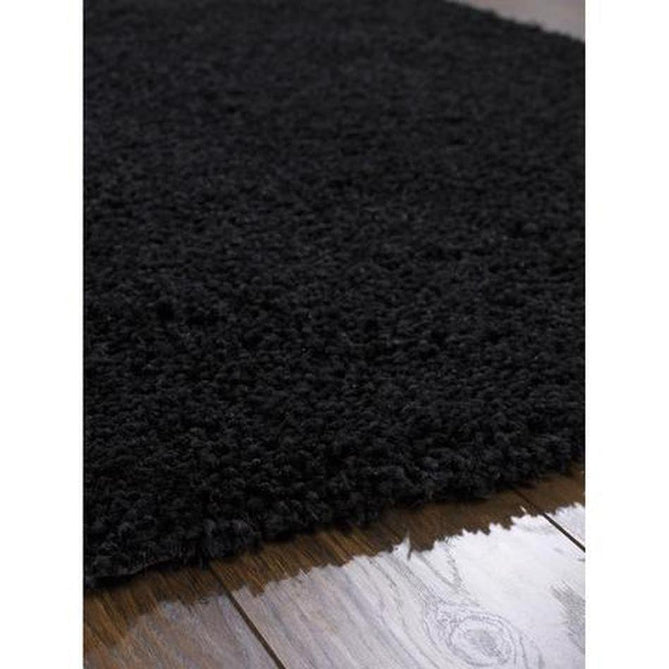 Chicago Plush Soft Plain Polyester Shaggy Black Rug-Origins-Rug Love - The Most Loved Rug Store
