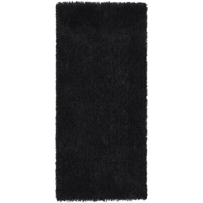 Chicago Plush Soft Plain Polyester Shaggy Black Runner-Origins-Rug Love - The Most Loved Rug Store