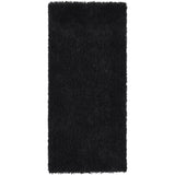 Chicago Plush Soft Plain Polyester Shaggy Black Runner