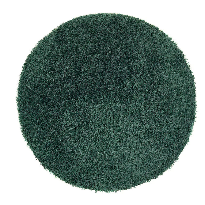 Chicago Plush Soft Plain Polyester Shaggy Forest Green Round Rug-Origins-Rug Love - The Most Loved Rug Store