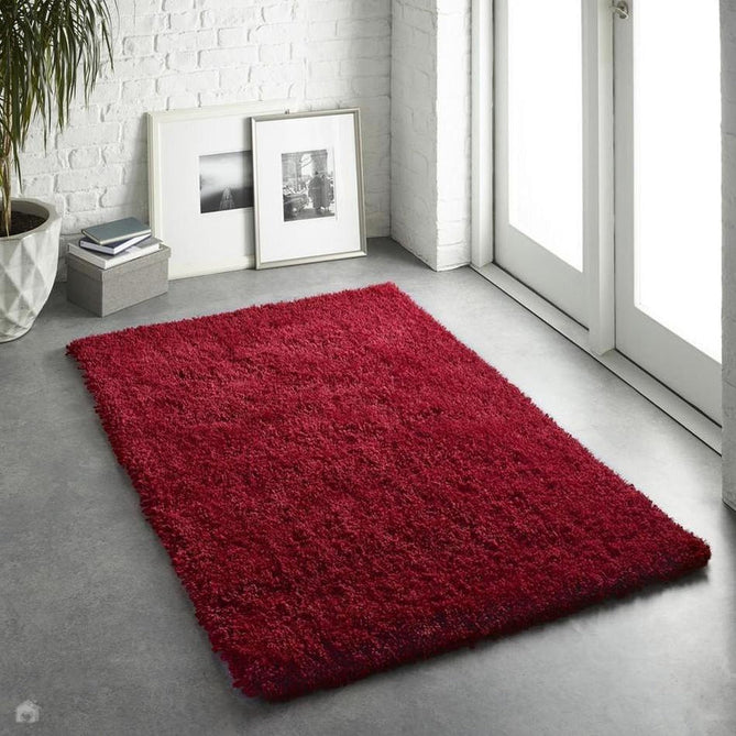 Chicago Plush Soft Plain Polyester Shaggy Red Rug-Origins-Rug Love - The Most Loved Rug Store