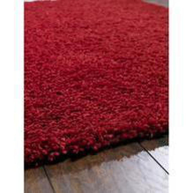 Chicago Plush Soft Plain Polyester Shaggy Red Runner-Origins-Rug Love - The Most Loved Rug Store
