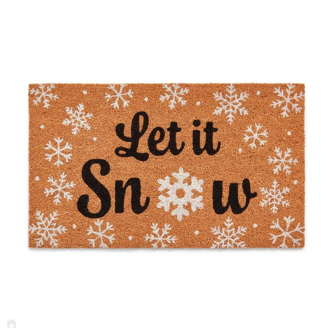 Christmas Coir Let is Snow Black/White Mat-Think Rugs-Rug Love - The Most Loved Rug Store