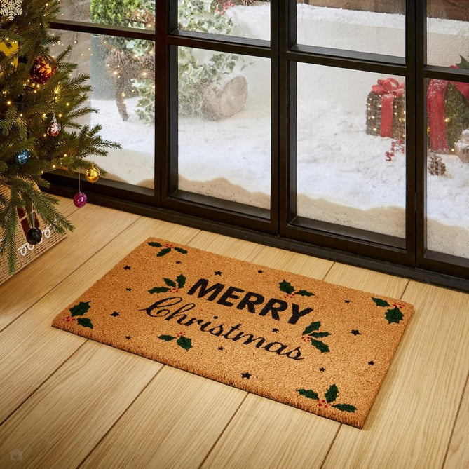 Christmas Coir Merry Christmas Green Mat-Think Rugs-Rug Love - The Most Loved Rug Store