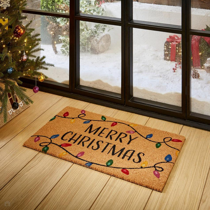 Christmas Coir Merry Christmas Lights Mat-Think Rugs-Rug Love - The Most Loved Rug Store
