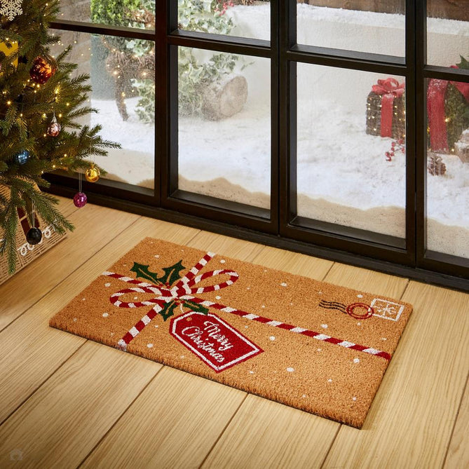 Christmas Coir Parcel Red Mat-Think Rugs-Rug Love - The Most Loved Rug Store