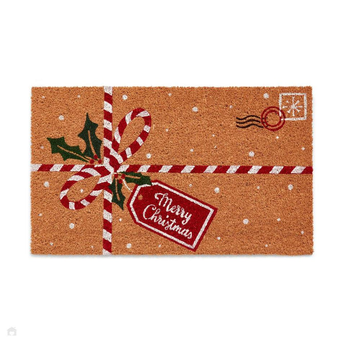 Christmas Coir Parcel Red Mat-Think Rugs-Rug Love - The Most Loved Rug Store