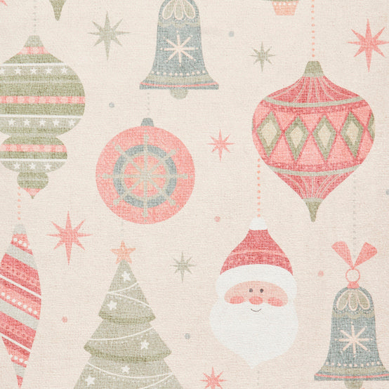 Washable Christmas Baubles Red/Green Flatweave Rug