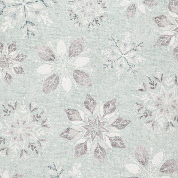 Washable Christmas Snow Flakes Duck Egg Flatweave Rug