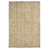 Chunky Jute Tassel Loose Open Weave Hand-Woven Natural Fibre Flatweave Gold/Cream Rug