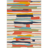 City CIT2339 Modern Abstract Multicolored/Orange/Charcoal/Light Grey/Aqua/Mustard/Light Beige Flat-Pile Rug