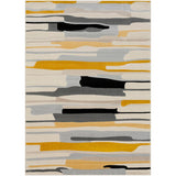 City CIT2340 Modern Abstract Multicolored/Mustard/Black/Light Grey/Charcoal/Light Beige/Taupe Flat-Pile Rug