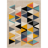 City CIT2350 Modern Geometric Multicolored/Mustard/Aqua/Light Beige/Charcoal/Light Grey/Orange Flat-Pile Rug
