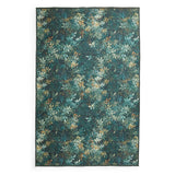 Washable Clarke & Clarke Congo Jungle Modern Floral Botanical Textured Lightweight Printed Recycled Polyester Flatweave Deep Teal/Emerald/Moss/Sage/Aqua/Amber/Ochre Rug
