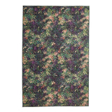 Washable Clarke & Clarke Congo Mulberry Modern Floral Botanical Textured Lightweight Printed Recycled Polyester Flatweave Mulberry Purple/Emerald/Forest/Blush Rug