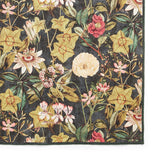 Washable Clarke & Clarke Passiflora Noir Modern Floral Botanical Textured Lightweight Printed Recycled Polyester Flatweave Noir Black/Olive/Forest/Sage/Moss/Ivory Runner
