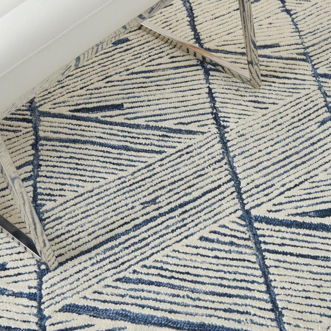 Colorado CLR01 Modern Linear Hand-Woven Hi-Low Soft Textured Wool Loop Pile White/Blue Rug-Nourison-Rug Love - The Most Loved Rug Store