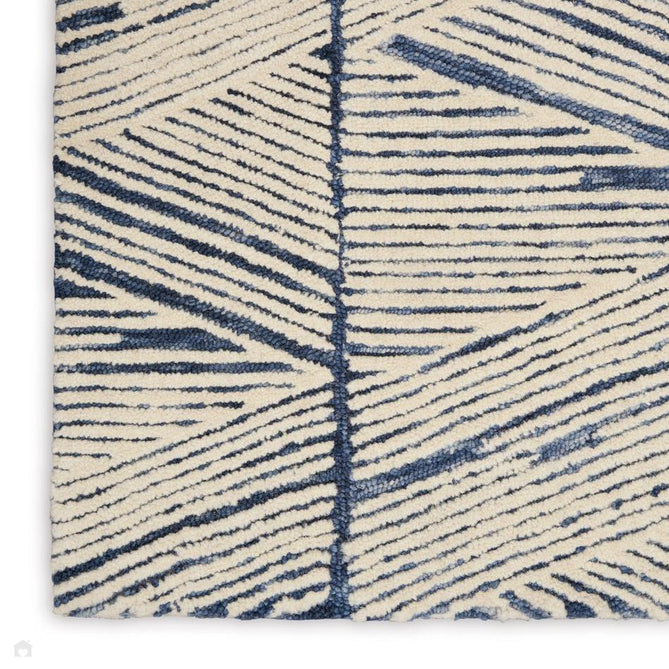 Colorado CLR01 Modern Linear Hand-Woven Hi-Low Soft Textured Wool Loop Pile White/Blue Rug-Nourison-Rug Love - The Most Loved Rug Store