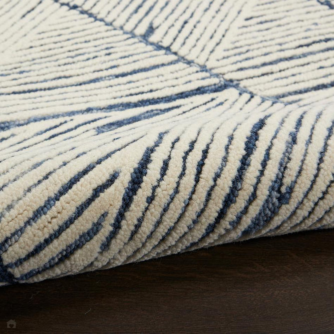 Colorado CLR01 Modern Linear Hand-Woven Hi-Low Soft Textured Wool Loop Pile White/Blue Rug-Nourison-Rug Love - The Most Loved Rug Store