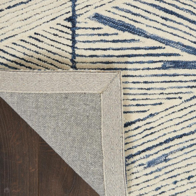 Colorado CLR01 Modern Linear Hand-Woven Hi-Low Soft Textured Wool Loop Pile White/Blue Rug-Nourison-Rug Love - The Most Loved Rug Store