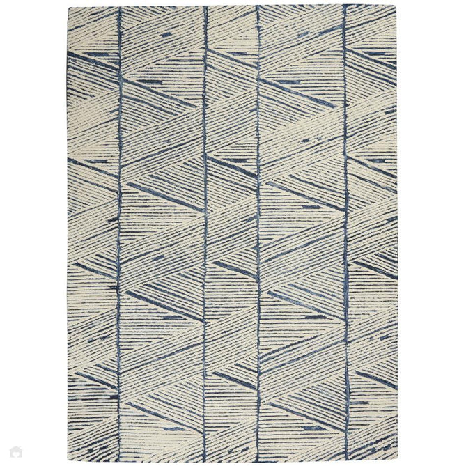 Colorado CLR01 Modern Linear Hand-Woven Hi-Low Soft Textured Wool Loop Pile White/Blue Rug-Nourison-Rug Love - The Most Loved Rug Store