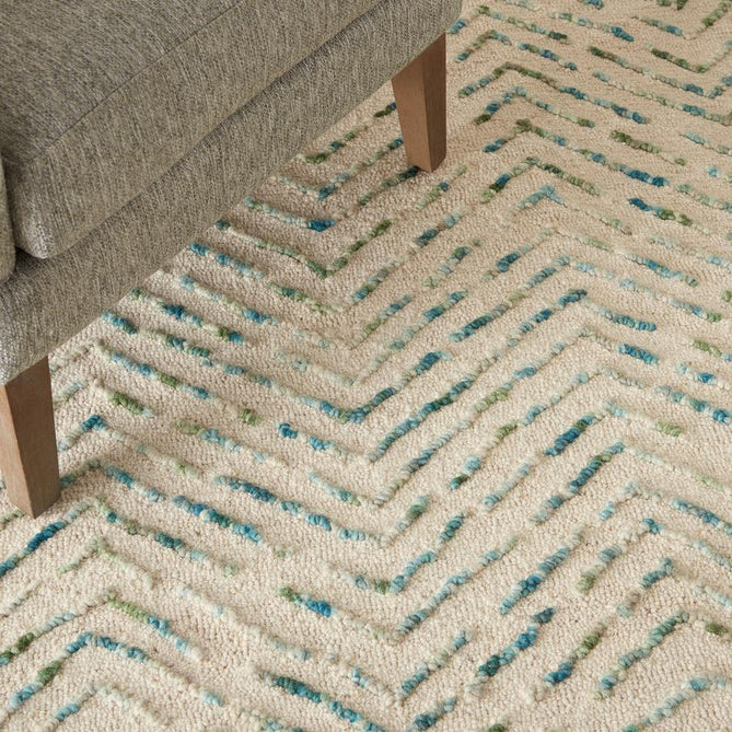 Colorado CLR02 Modern Chevron Hand-Woven Soft Hi-Low Textured Wool Loop Pile Ivory/Green Rug-Nourison-Rug Love - The Most Loved Rug Store
