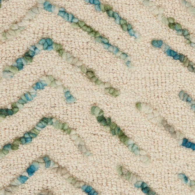 Colorado CLR02 Modern Chevron Hand-Woven Soft Hi-Low Textured Wool Loop Pile Ivory/Green Rug-Nourison-Rug Love - The Most Loved Rug Store