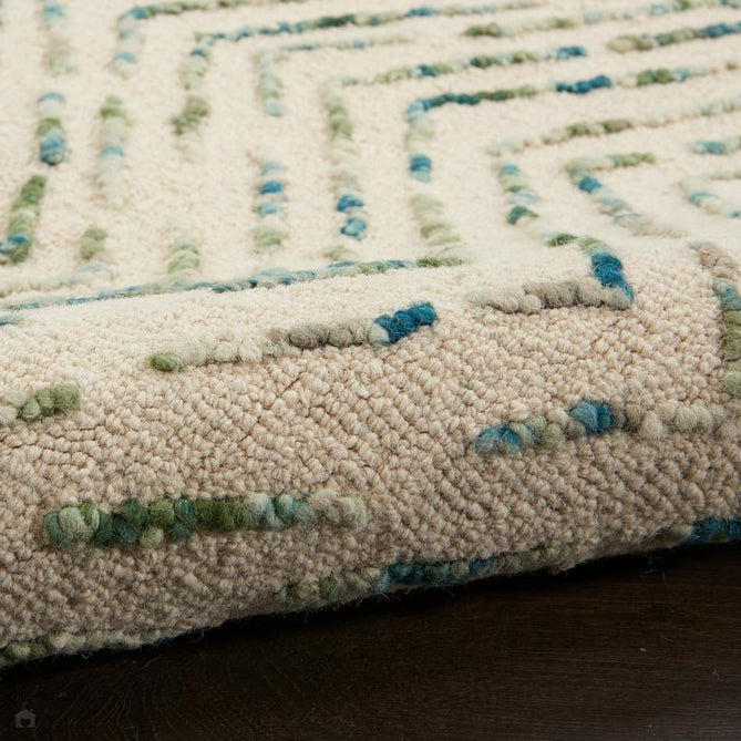 Colorado CLR02 Modern Chevron Hand-Woven Soft Hi-Low Textured Wool Loop Pile Ivory/Green Rug-Nourison-Rug Love - The Most Loved Rug Store