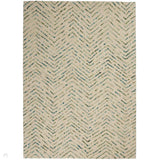 Colorado CLR02 Modern Chevron Hand-Woven Soft Hi-Low Textured Wool Loop Pile Ivory/Green Rug