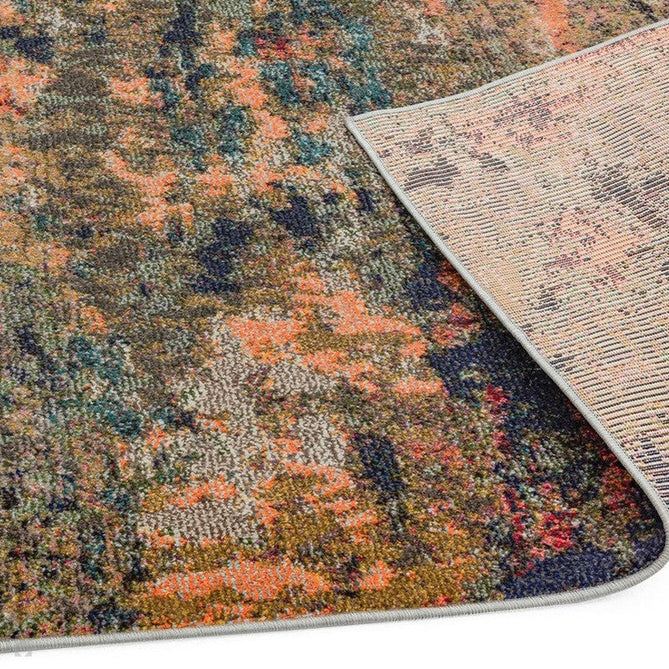Colores Cloud CO01 Gardenia Modern Abstract Durable Easy-Care Low Profile Ribbed Short Pile Multicolour/Green/Orange Rug-Asiatic Carpets-Rug Love - The Most Loved Rug Store
