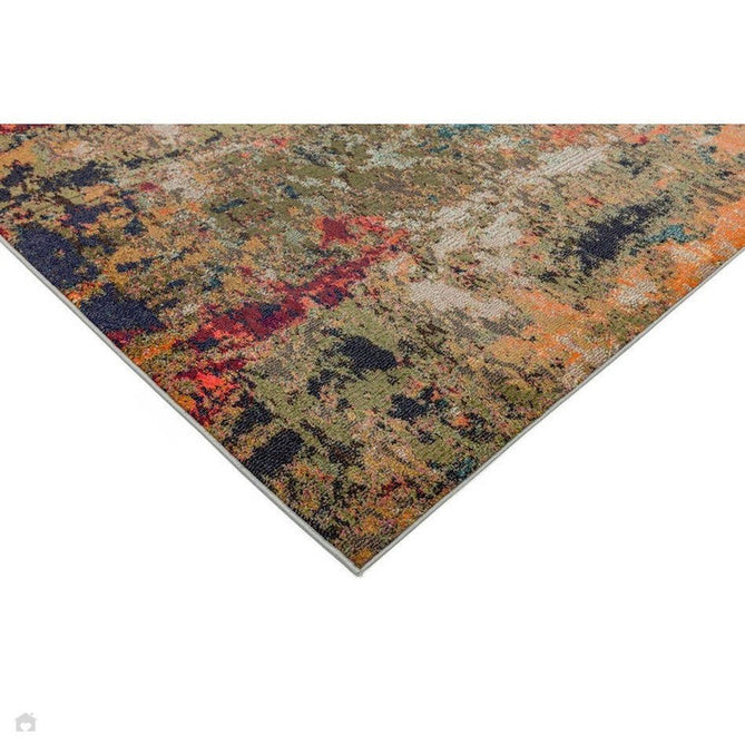 Colores Cloud CO01 Gardenia Modern Abstract Durable Easy-Care Low Profile Ribbed Short Pile Multicolour/Green/Orange Rug-Asiatic Carpets-Rug Love - The Most Loved Rug Store