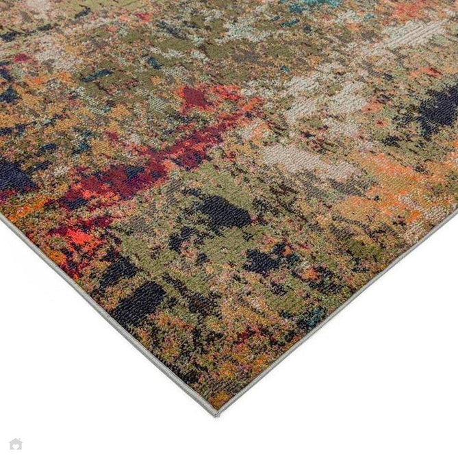 Colores Cloud CO01 Gardenia Modern Abstract Durable Easy-Care Low Profile Ribbed Short Pile Multicolour/Green/Orange Rug-Asiatic Carpets-Rug Love - The Most Loved Rug Store