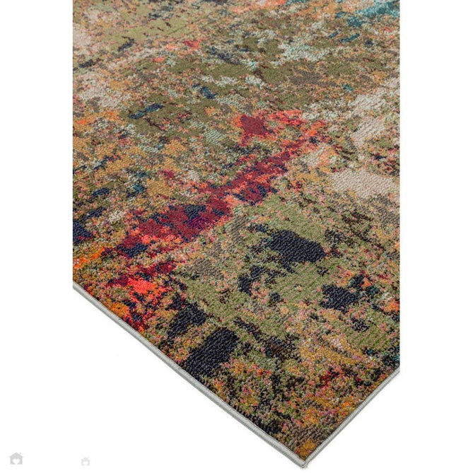 Colores Cloud CO01 Gardenia Modern Abstract Durable Easy-Care Low Profile Ribbed Short Pile Multicolour/Green/Orange Rug-Asiatic Carpets-Rug Love - The Most Loved Rug Store