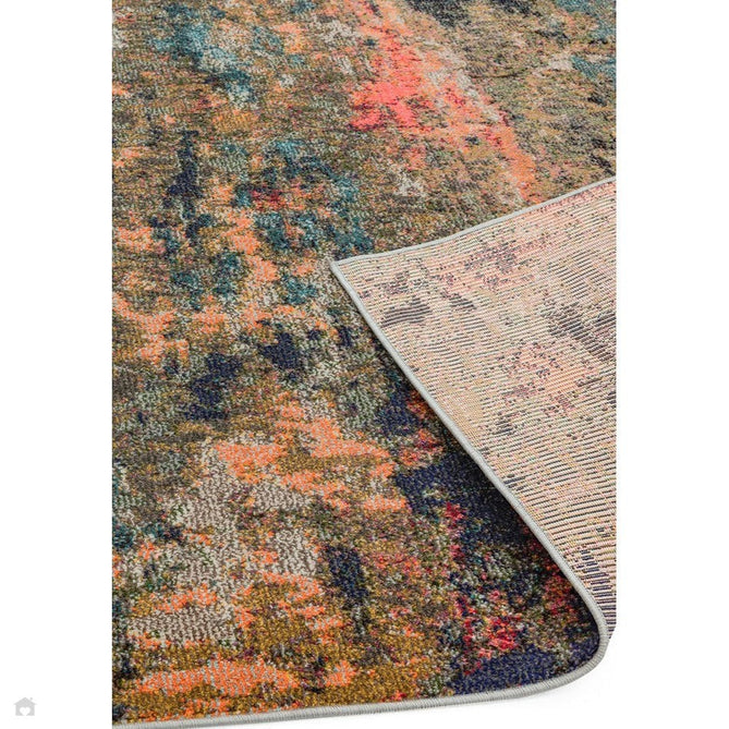 Colores Cloud CO01 Gardenia Modern Abstract Durable Easy-Care Low Profile Ribbed Short Pile Multicolour/Green/Orange Rug-Asiatic Carpets-Rug Love - The Most Loved Rug Store