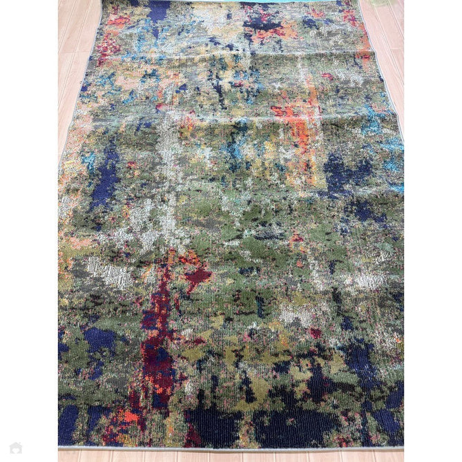 Colores Cloud CO01 Gardenia Modern Abstract Durable Easy-Care Low Profile Ribbed Short Pile Multicolour/Green/Orange Rug-Asiatic Carpets-Rug Love - The Most Loved Rug Store