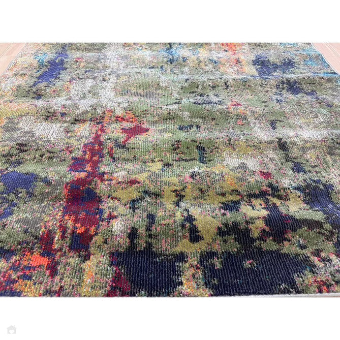 Colores Cloud CO01 Gardenia Modern Abstract Durable Easy-Care Low Profile Ribbed Short Pile Multicolour/Green/Orange Rug-Asiatic Carpets-Rug Love - The Most Loved Rug Store