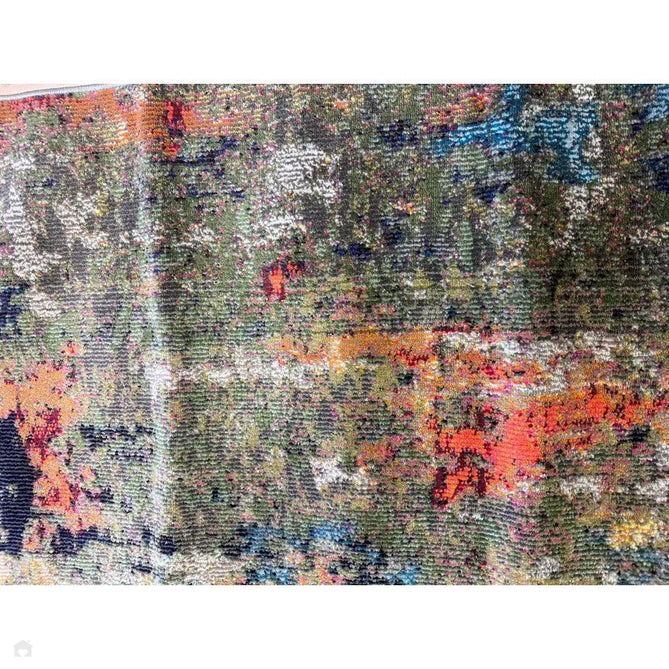 Colores Cloud CO01 Gardenia Modern Abstract Durable Easy-Care Low Profile Ribbed Short Pile Multicolour/Green/Orange Rug-Asiatic Carpets-Rug Love - The Most Loved Rug Store