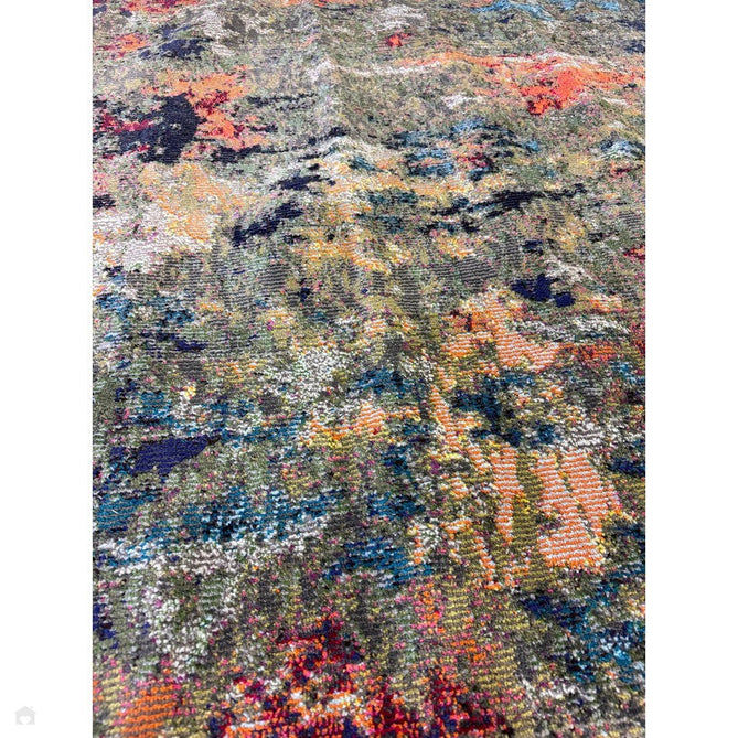 Colores Cloud CO01 Gardenia Modern Abstract Durable Easy-Care Low Profile Ribbed Short Pile Multicolour/Green/Orange Rug-Asiatic Carpets-Rug Love - The Most Loved Rug Store