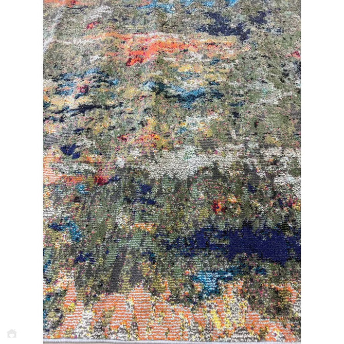 Colores Cloud CO01 Gardenia Modern Abstract Durable Easy-Care Low Profile Ribbed Short Pile Multicolour/Green/Orange Rug-Asiatic Carpets-Rug Love - The Most Loved Rug Store