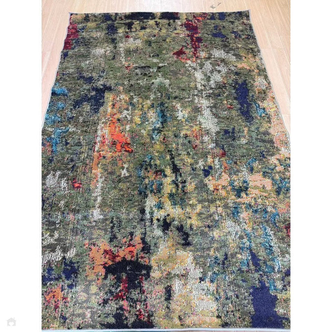 Colores Cloud CO01 Gardenia Modern Abstract Durable Easy-Care Low Profile Ribbed Short Pile Multicolour/Green/Orange Rug-Asiatic Carpets-Rug Love - The Most Loved Rug Store
