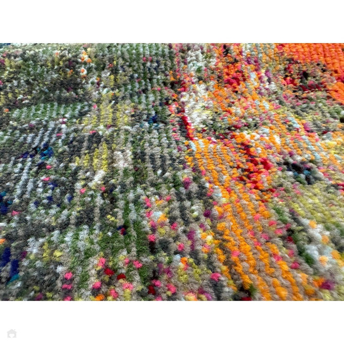 Colores Cloud CO01 Gardenia Modern Abstract Durable Easy-Care Low Profile Ribbed Short Pile Multicolour/Green/Orange Rug-Asiatic Carpets-Rug Love - The Most Loved Rug Store