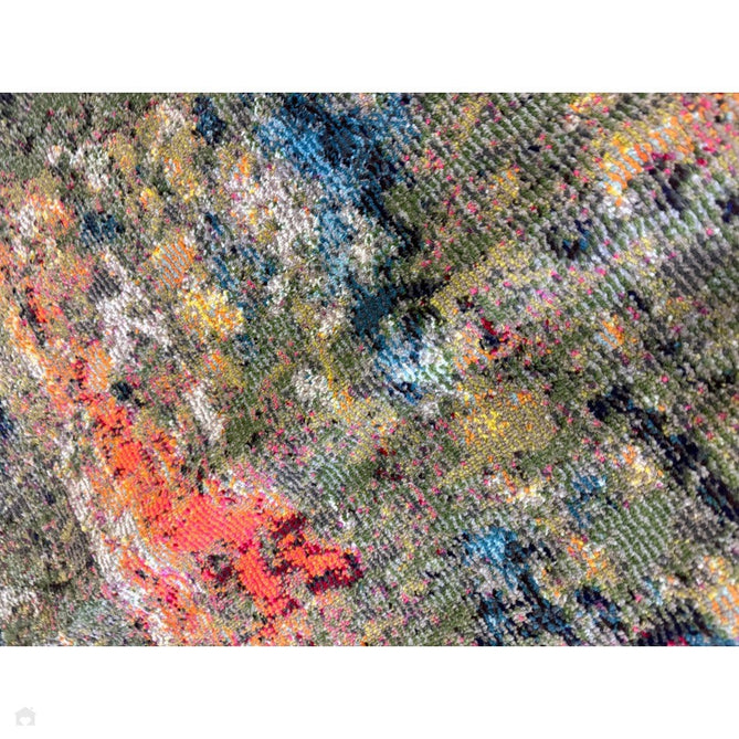 Colores Cloud CO01 Gardenia Modern Abstract Durable Easy-Care Low Profile Ribbed Short Pile Multicolour/Green/Orange Rug-Asiatic Carpets-Rug Love - The Most Loved Rug Store