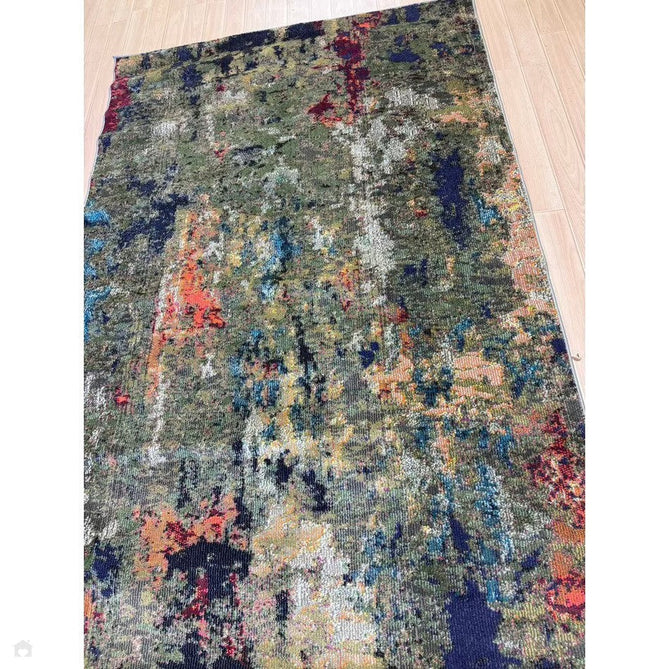 Colores Cloud CO01 Gardenia Modern Abstract Durable Easy-Care Low Profile Ribbed Short Pile Multicolour/Green/Orange Rug-Asiatic Carpets-Rug Love - The Most Loved Rug Store